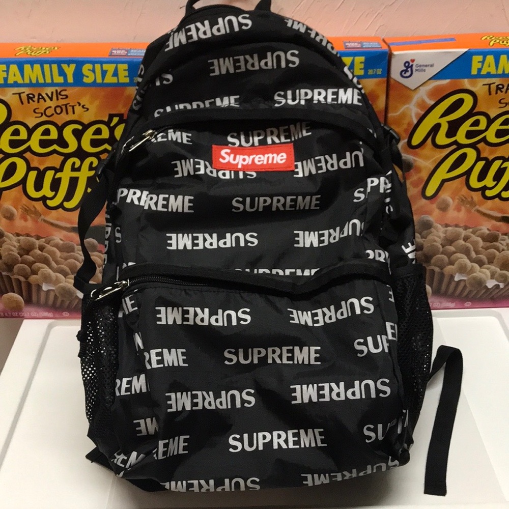 Supreme 3M reflective repeat backpack black
